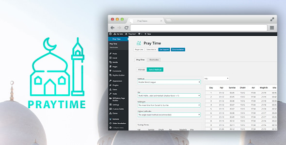 PrayTimes (v1.0.2) 伊斯兰祈祷时间WordPress插件