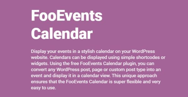 FooEvents Calendar (v1.7.10) - WordPress活动日历插件