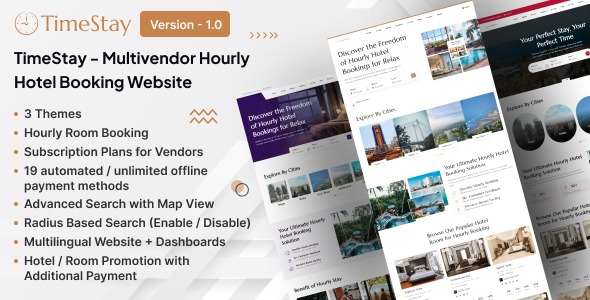 TimeStay v1.0 多供应商按小时酒店预订 Laravel 网站 (SAAS) - 高效酒店预订系统