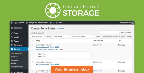 Storage for Contact Form CF7 v1.1 - 联系表单7数据存储解决方案