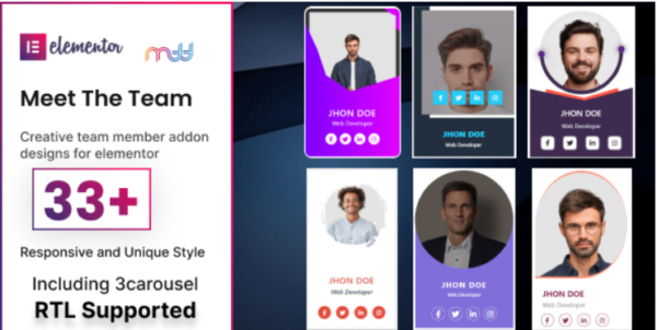 Meet the team elementor addon v2.8 - Elementor团队成员展示插件