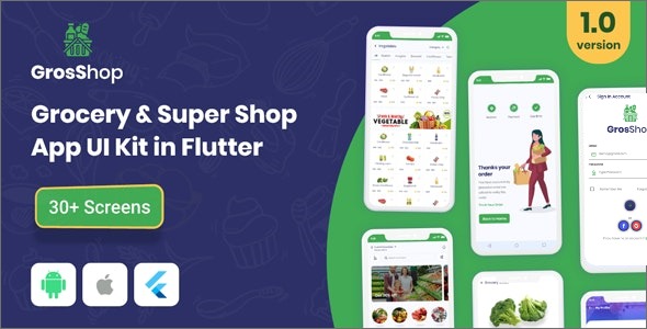 GrosShop v2.0 - 杂货与超市购物应用UI套件