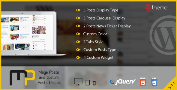 Mega Posts and Custom Posts Display v1.1 WP插件 - WordPress文章和自定义文章展示插件