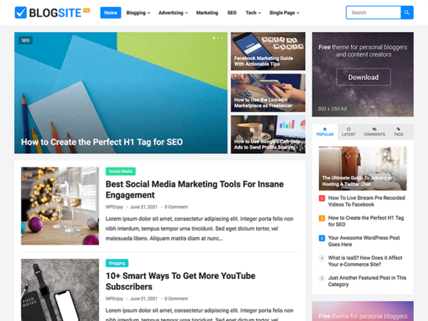 BlogSite Pro (v1.1.2) WPEnjoy Themes - 专业博客WordPress主题
