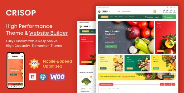 Crisop (v1.1.7) Elementor 杂货店与食品 WooCommerce 主题