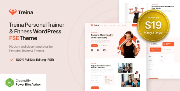 Treina v1.0.0 Personal Trainer & Fitness FSE WordPress - 个人训练与健身FSE主题