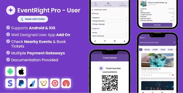 v2.2.0 User App for EventRight Pro Event Ticket Booking System - EventRight Pro活动门票预订系统的用户应用