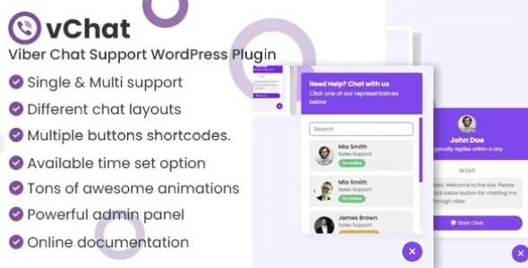 vChat 1.0 - Viber聊天支持WordPress插件