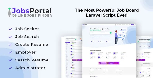 Jobs Portal v5.0 Job Board Laravel Script - 专业招聘门户网站Laravel脚本