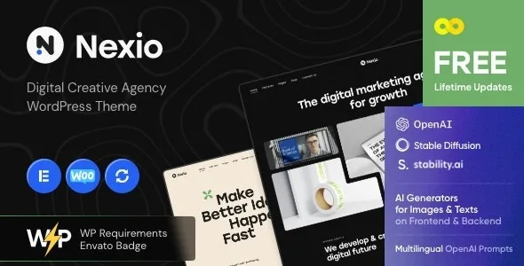 Nexio (v1.5.0) 数字创意机构WordPress主题 + AI