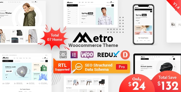 Metro 2.4 - 最小WooCommerce WordPress主题