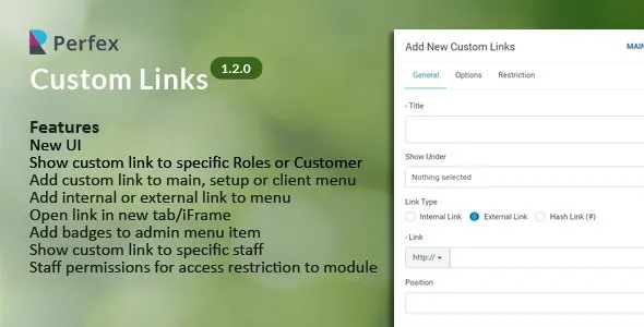 Custom Links for Perfex CRM v1.2.0 - Perfex CRM自定义链接插件