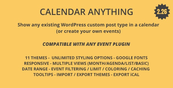 Calendar Anything 2.26 - 在日历中显示任何现有的WordPress自定义帖子类型