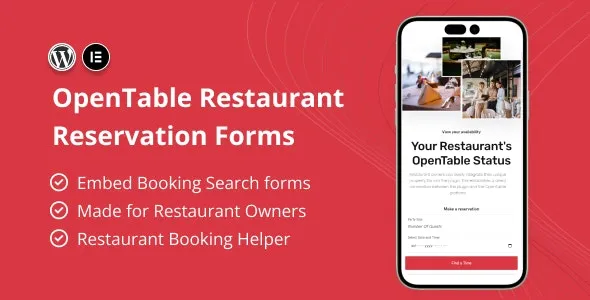 OpenTable Restaurant Reservation Forms for Elementor v1.0 - 餐厅预订表单插件