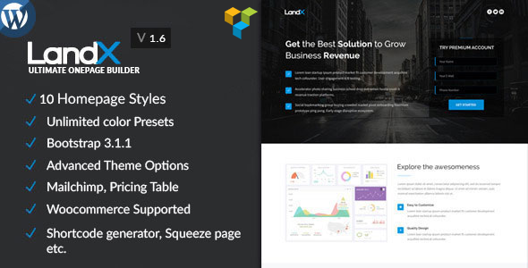 LandX 2.0.3 - 多用途着陆页网站WordPress主题