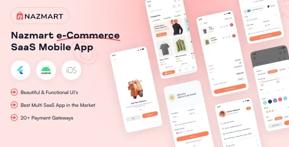 NazMart Tenant Shop Flutter Mobile App v1.0.2 - 多租户商城Flutter移动应用