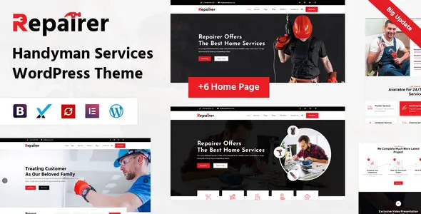 Repairer (v3.0) 维修服务WordPress主题 - 专业手工艺人网站模板