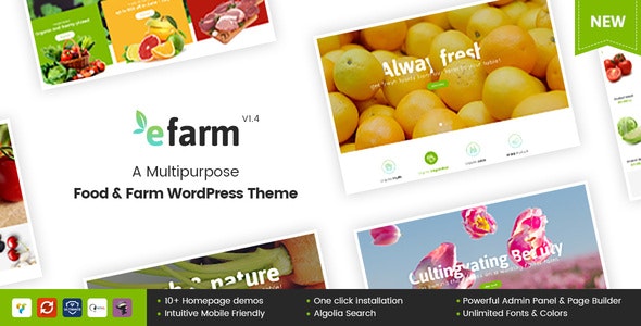 eFarm 1.6.0 - 食品农场有机绿色产品网站WordPress主题