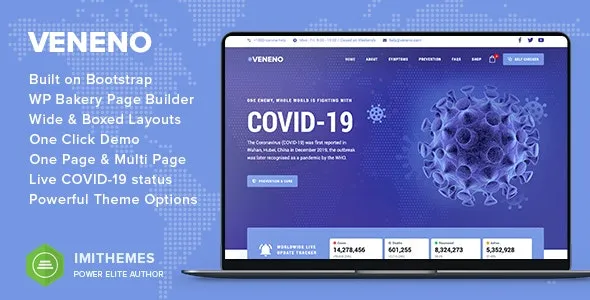 Veneno v.2.3.1 Coronavirus Information WordPress Theme - 冠状病毒信息WordPress主题